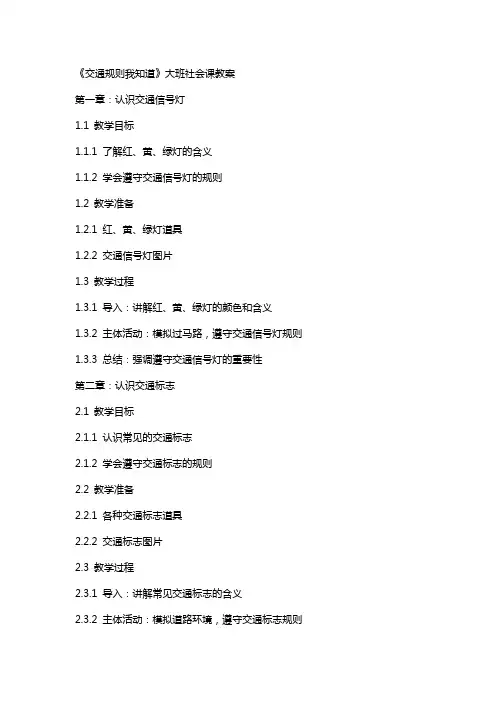 《交通规则我知道》大班社会课教案