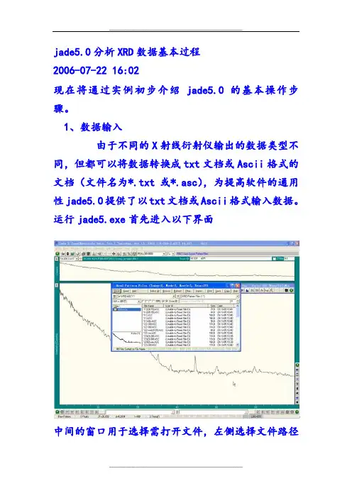 jade5分析XRD数据基本过程