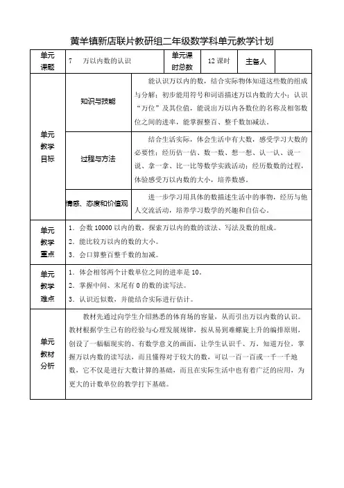 最新人教版二年级数学下册7、8单元教案