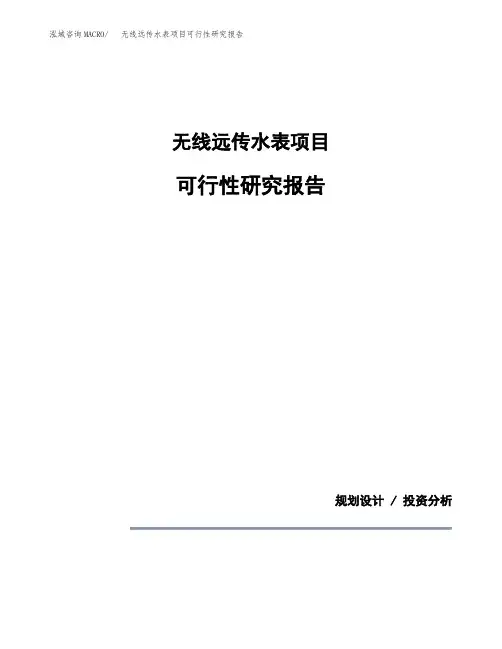 关于建设无线远传水表项目可行性研究报告
