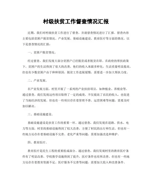 村级扶贫工作督查情况汇报