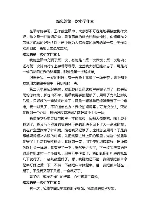 难忘的第一次小学作文（精选15篇）
