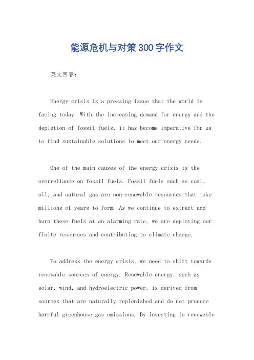 能源危机与对策300字作文