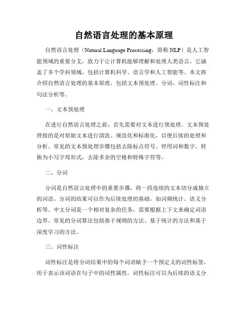 自然语言处理的基本原理