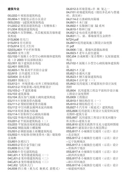 建筑专业图集、规范目录