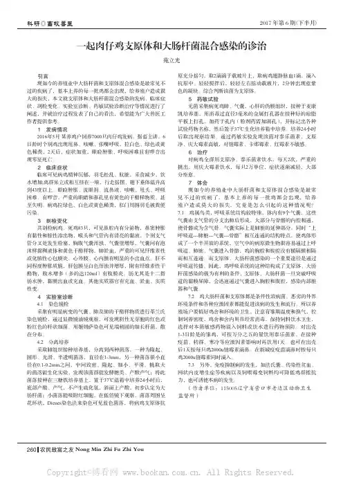 一起肉仔鸡支原体和大肠杆菌混合感染的诊治