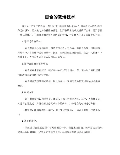 百合的栽培技术