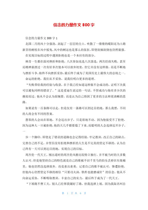 信念的力量作文800字
