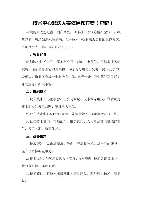技术中心非法人实体运作方案