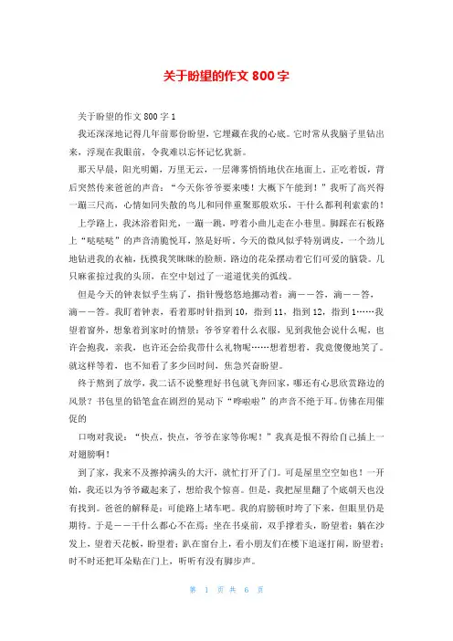 关于盼望的作文800字