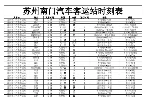 苏州南门汽车客运站时刻表