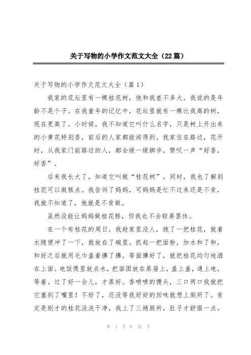 关于写物的小学作文范文大全(22篇)