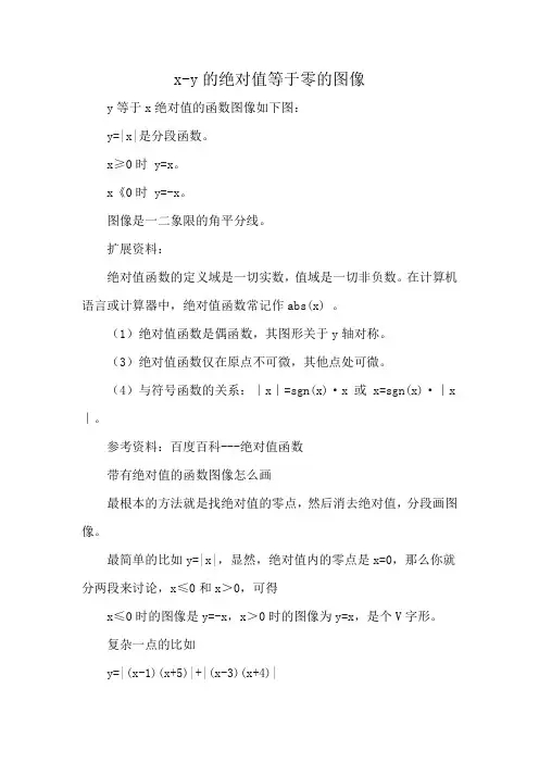 x-y的绝对值等于零的图像