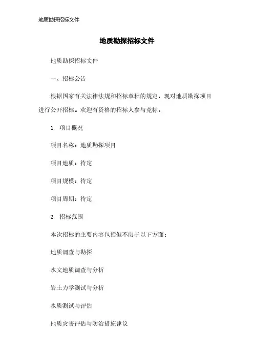 地质勘探招标文件