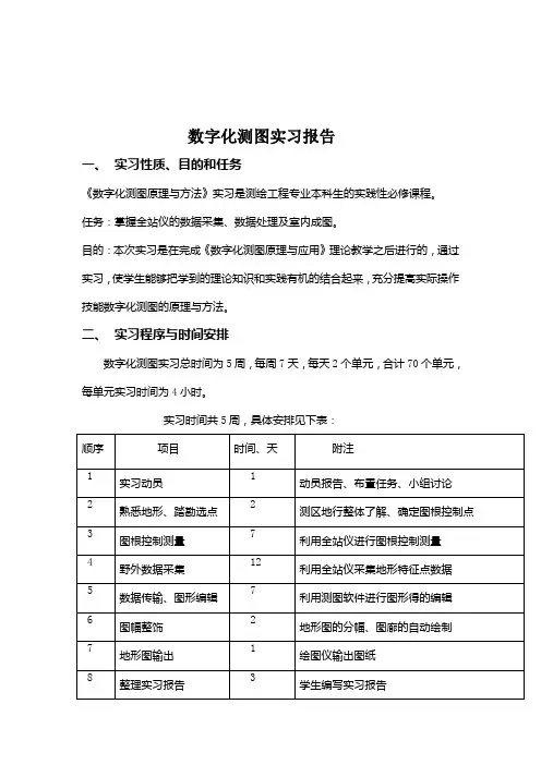 数字化测图实习报告