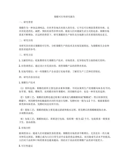 果醋可行性研究报告
