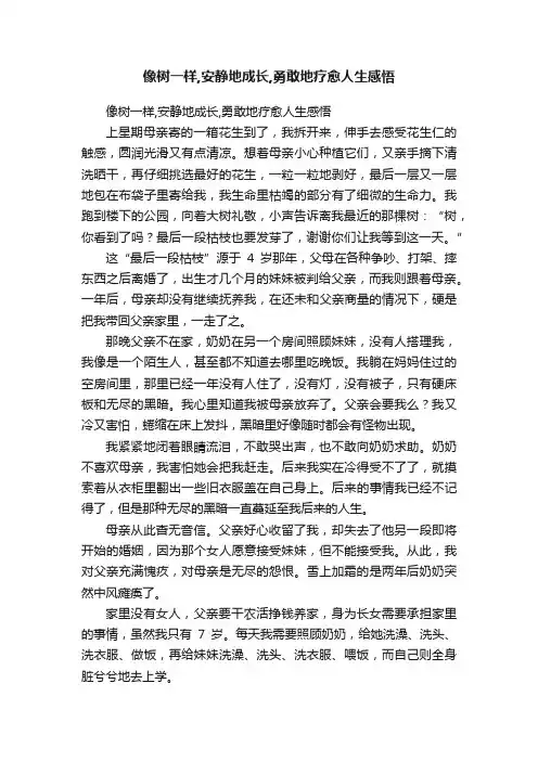 像树一样,安静地成长,勇敢地疗愈人生感悟