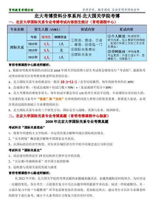 北大国际关系学院国际关系专业考博资料