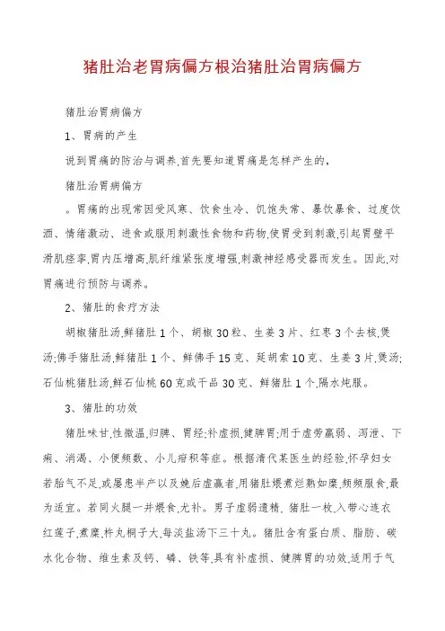 猪肚治老胃病偏方根治猪肚治胃病偏方