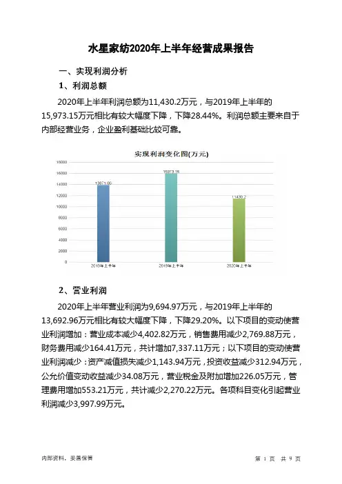 水星家纺2020年上半年经营成果报告