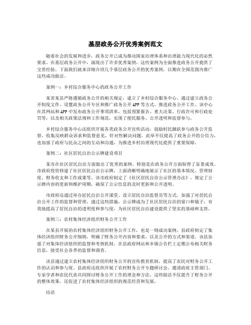 基层政务公开优秀案例范文