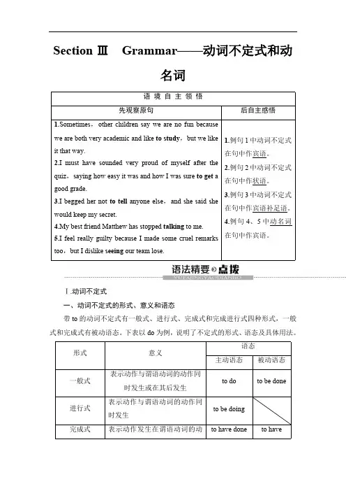 2019-2020英语必修五讲义：Unit 1 Section Ⅲ Grammar——动词不定式和动名词 