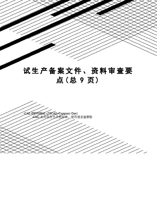 试生产备案文件、资料审查要点
