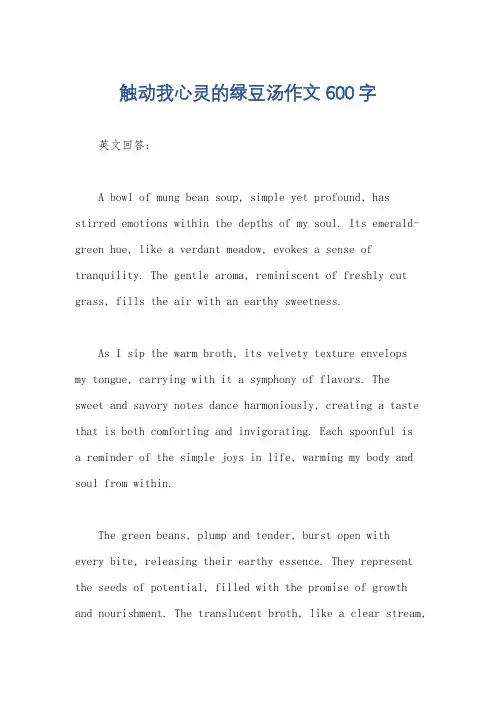 触动我心灵的绿豆汤作文600字