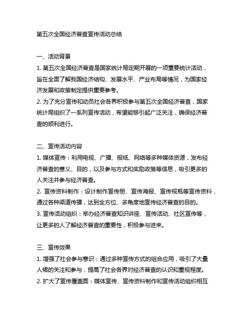 第五次全国经济普查宣传活动总结