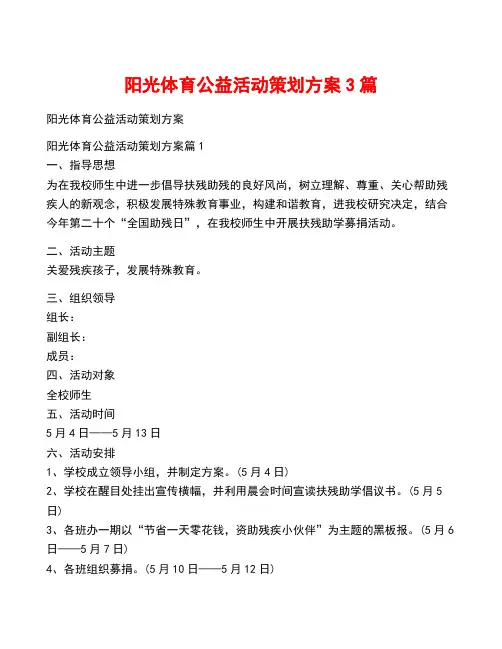 阳光体育公益活动策划方案3篇
