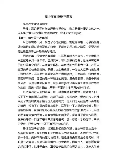 高中作文800字散文