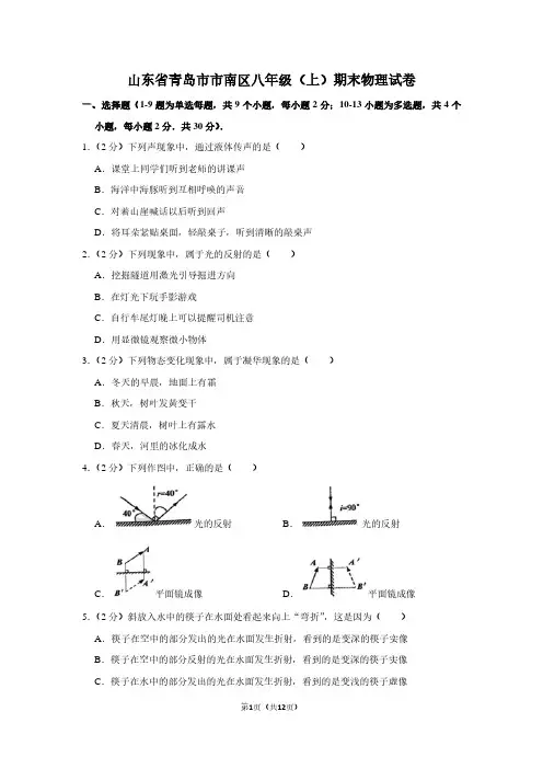 山东省青岛市市南区八年级(上)期末物理试卷