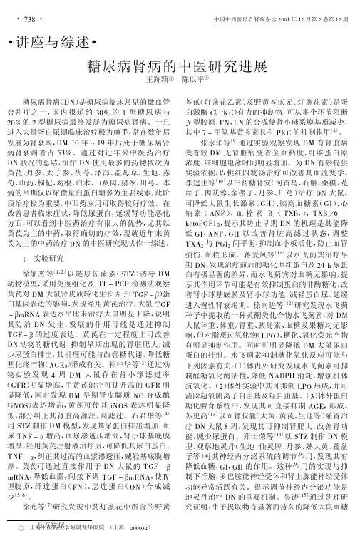糖尿病肾病的中医研究进展