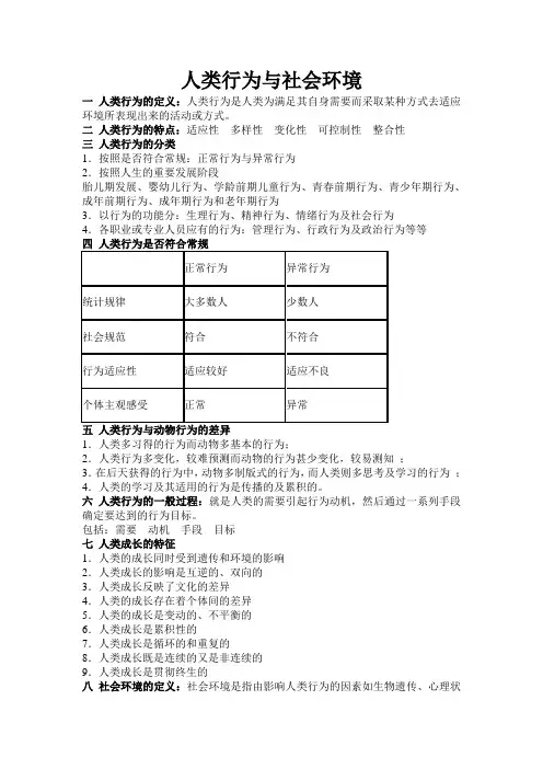 社工专业课笔记：人类行为与社会环境