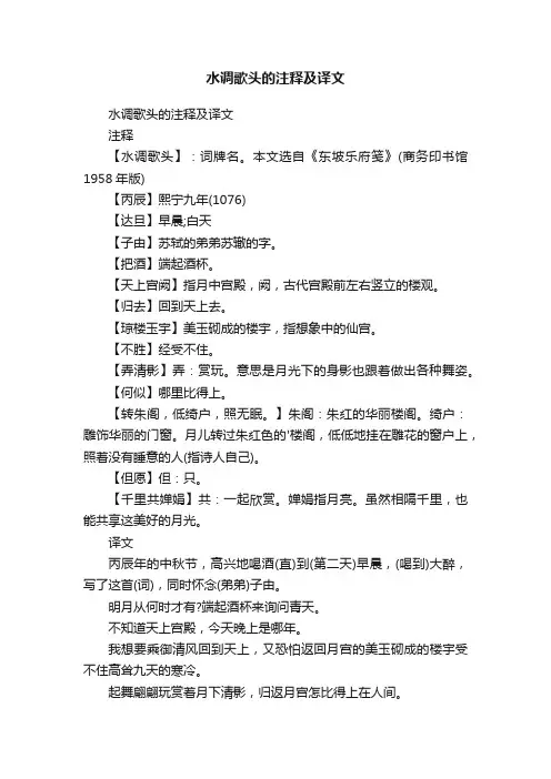 水调歌头的注释及译文