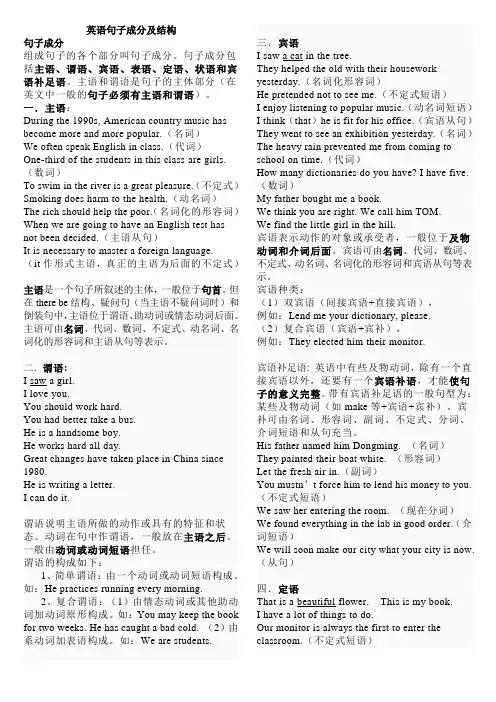英语 句子成分讲解及练习