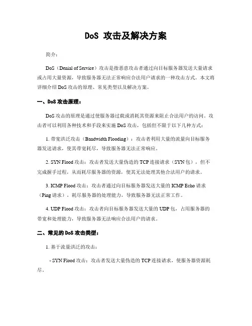DoS 攻击及解决方案