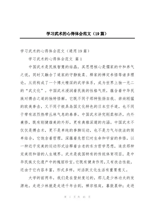 学习武术的心得体会范文(19篇)