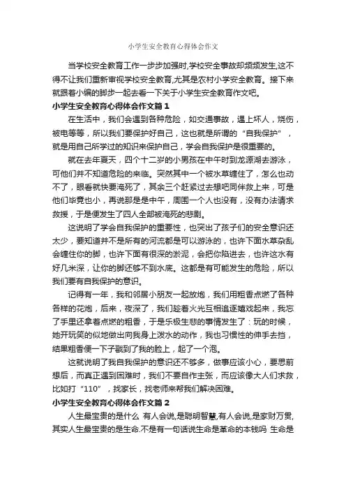 小学生安全教育心得体会作文_教育心得体会_