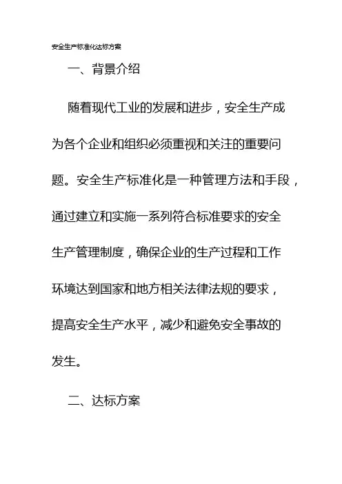 安全生产标准化达标方案