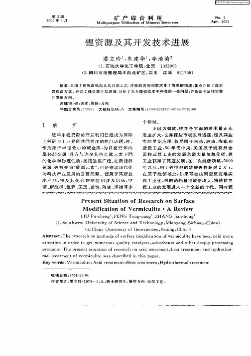 锂资源及其开发技术进展
