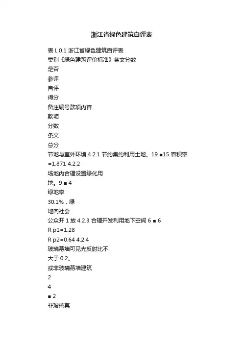 浙江省绿色建筑自评表