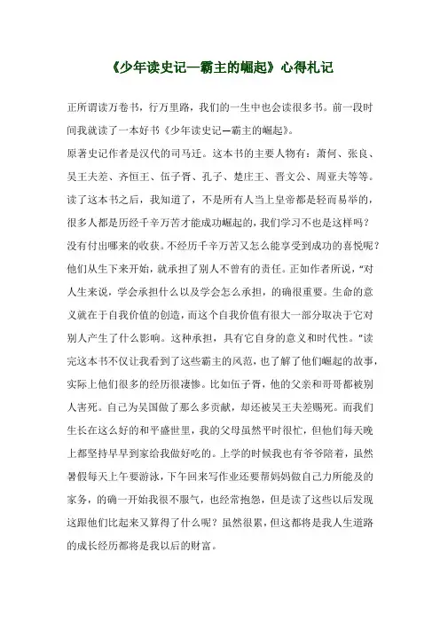 《少年读史记—霸主的崛起》心得札记