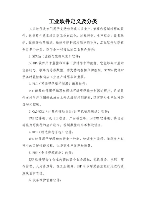 工业软件定义及分类