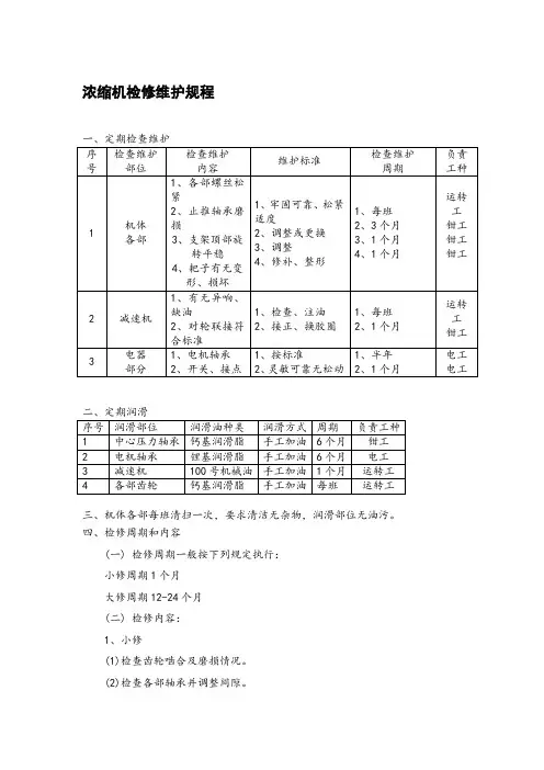 浓缩机检修维护规程