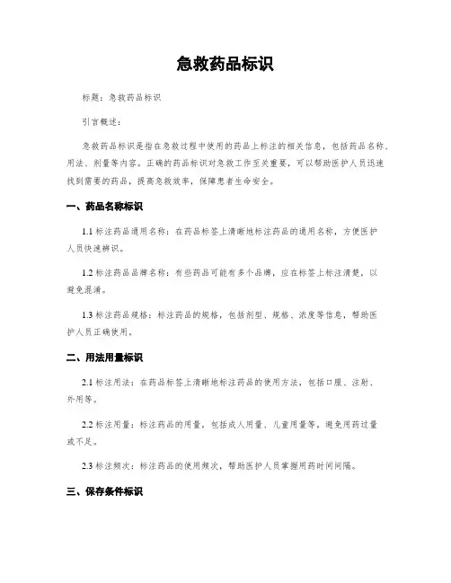 急救药品标识