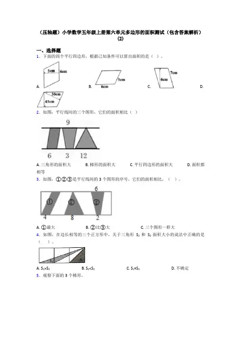 (压轴题)小学数学五年级上册第六单元多边形的面积测试(包含答案解析)(2)
