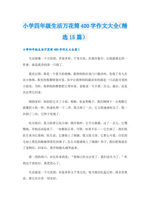 小学四年级生活万花筒400字作文大全(精选15篇)