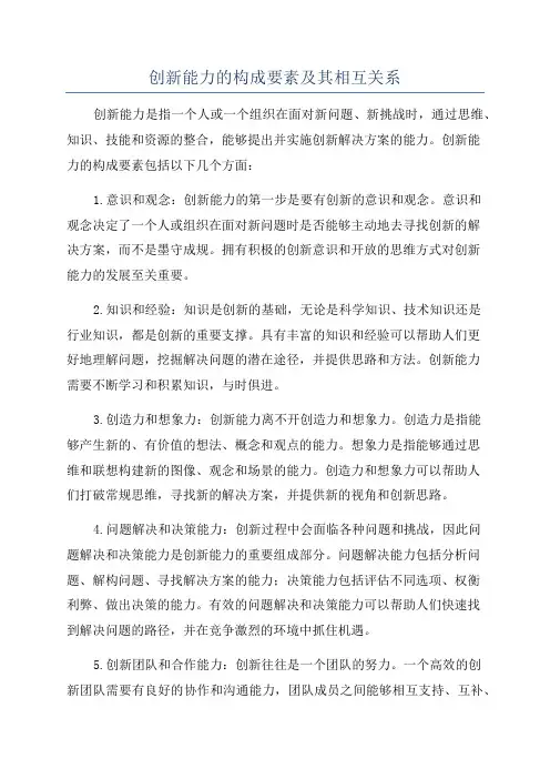创新能力的构成要素及其相互关系