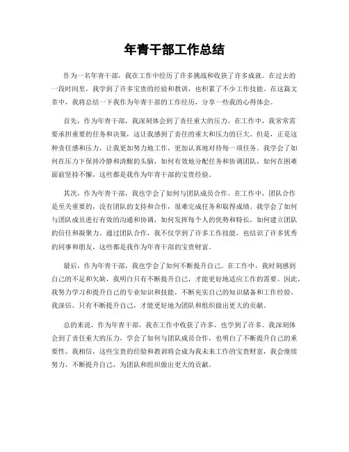 年青干部工作总结